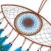 Evil Eye Woven Net/Web with Feather Pendant Decoration HJEW-I013-08-3