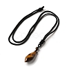 Cone Natural Tiger Eye Pendant Necklace with Nylon Rope for Women G-H286-08E-2