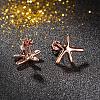 Real Rose Gold Plated Fashion Eco-Friendly Alloy Starfish Ear Studs EJEW-AA00084-RG-3
