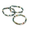 Natural Indian Agate Beaded Stretch Bracelets BJEW-A117-B-46-1