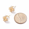 Glass Pearl Braided Flower Stud Earrings EJEW-TA00086-01-2