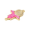 Rack Plating Brass Micro Pave Clear Cubic Zirconia Hamsa Hand Links Connector Charms KK-K385-118G-3