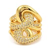 Brass Micro Pave Clear Cubic Zirconia Cuff Rings for Women RJEW-S392-11G-2