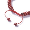 Adjustable Natural Red Jasper Braided Bead Bracelets BJEW-F369-A07-3