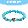FIBLOOM 4Pcs 4 Styles Natural & Synthetic Mixed Gemstone & Glass & Alloy Owl Beaded Stretch Bracelets Set for Women BJEW-FI0001-04-2