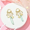 Dyed Natural Quartz Crystal Bullet Dangle Hoop Earrings EJEW-TA00292-02-3