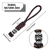 HOBBIESAY 2Pcs 2 Colors Braided Polyester EDC Knife Parachute Lanyard Alloy Skull Bead Pendant Decoration for Men HJEW-HY0001-07-2