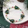 Round & Christmas Tree Glass Beaded Stretch Bracelets for Women BJEW-TA00503-2