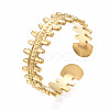 304 Stainless Steel Fish Bone Wrap Open Cuff Ring RJEW-T023-64G-3