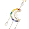 Wire Wrapped Glass Beads Moon Hanging Ornaments HJEW-TA00204-4