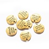 Tibetan Style Alloy Flat Round Carved Word Never Give Up Pendants X-TIBEP-12585-AG-NR-1