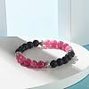 Natural Chalcedony & Natural Lava Rock Round Beads Stretch Bracelet for Her BJEW-JB06920-4