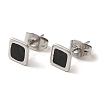 304 Stainless Steel Square Stud Earrings EJEW-C114-06P-01-2