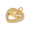 Heart with Word Love Rack Plating Brass Micro Pave Clear Cubic Zirconia Pendants KK-K377-57G-2