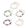Natural Gemstone Chips & Pearl Beaded Slider Bracelet for Women BJEW-JB08334-1