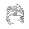 Non-Tarnish 304 Stainless Steel Wave Open Cuff Ring RJEW-T023-31P-2