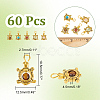  60Pcs Natural & Synthetic Mixed Gemstone Pendants PALLOY-NB0003-95-2