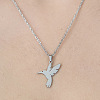 Non-Tarnish 201 Stainless Steel Hummingbird Pendant Necklace NJEW-OY002-06-1