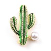 Cactus Alloy Brooch with Resin Pearl JEWB-O009-02-1