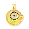 Brass Pendants with Cubic Zirconia and Glass KK-D536-21G-03-1