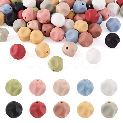 Pandahall 60Pcs 10 Colors Cube Food Grade Eco-Friendly Silicone Beads SIL-TA0001-54A-1