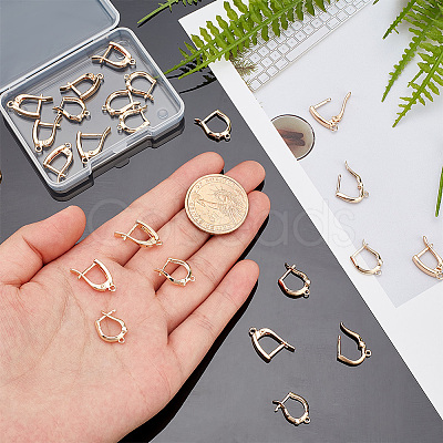 PandaHall Elite 24Pcs 2 Style Brass Hoop Earring Findings FIND-PH0008-64-1