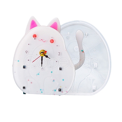 Cat Shape Alarm Clock Ornament DIY Silicone Mold PW-WG44451-01-1