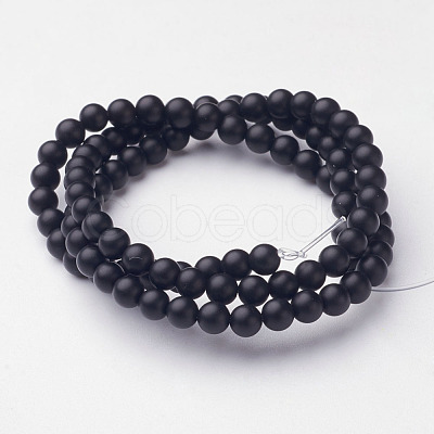 Natural Black Agate Beads Strands X-G-D543-4mm-1