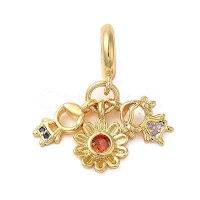 Rack Plating Brass Pave Colorful Cubic Zirconia European Dangle Charms KK-P279-44G-1