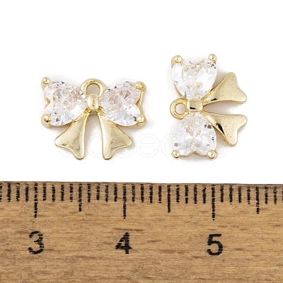 Brass Micro Pave Clear Cubic Zirconia Charms KK-L212-11G-1