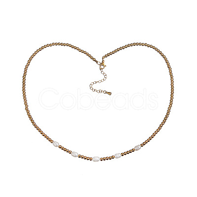 Stylish Natural Freshwater Pearls & Stainless Steel Beaded Necklaces for Women NR6960-2-1