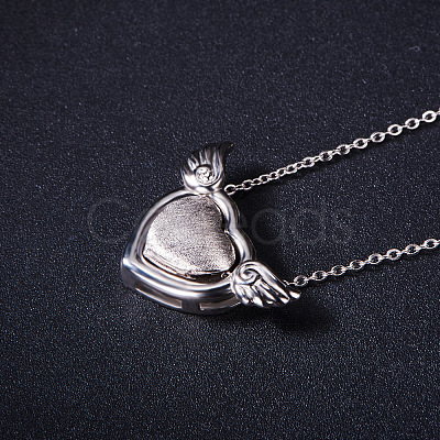 SHEGRACE Wiredrawing Heart with Wings Excellent Rhodium Plated 925 Sterling Silver Pendant Necklaces JN232A-1