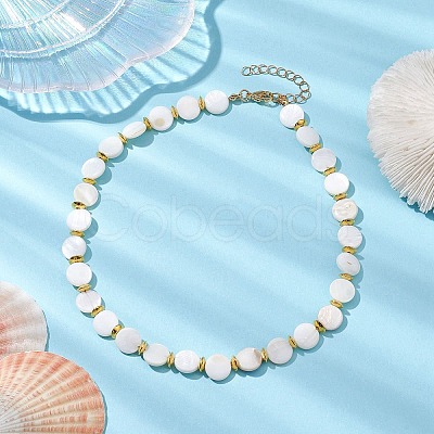 Natural Freshwater Shell Beaded Necklaces for Women NJEW-JN04829-1