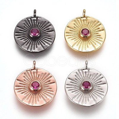 Brass Micro Pave Cubic Zirconia Pendants ZIRC-L075-63A-1