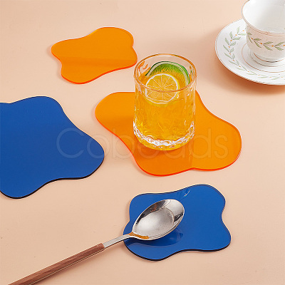 GOMAKERER 4Pcs 4 Style Opaque Acrylic Cup Mats DJEW-GO0001-01-1