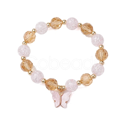 10mm Round Imitation Austrian Crystal & Crackle Acrylic Beaded Stretch Bracelets BJEW-JB10556-03-1