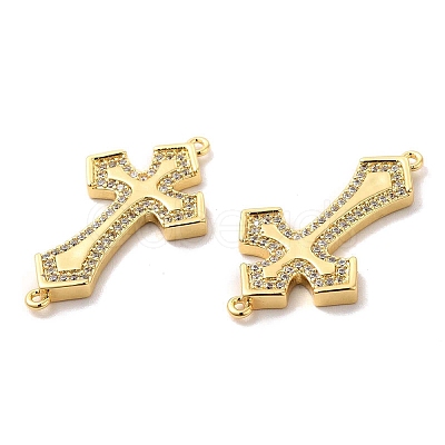 Brass Micro Pave Clear Cubic Zirconia Connetor Charms KK-A180-08G-1