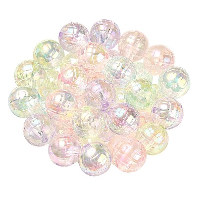 Textured UV Plating Rainbow Iridescent Transparent Acrylic Beads OACR-C007-09-1