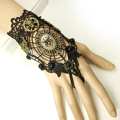 Gothic Style Cloth Lace Finger Ring Bracelets for Women WG5EAD4-01-1