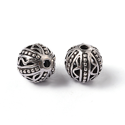 Tibetan Style Alloy Round Beads X-TIBEP-66506-AS-NR-1