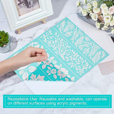 Gorgecraft 2Pcs Leaf Pattern Self-Adhesive Silk Screen Printing Stencil DIY-GF0004-13-1