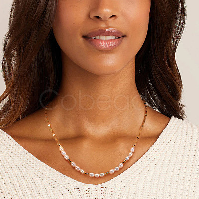 925 Sterling Silver with Natural Pearls Beads Necklaces NJEW-Z030-06G-1