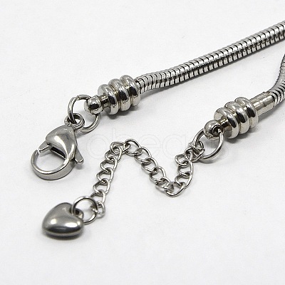 Tarnish Resistant 304 Stainless Steel European Round Snake Chains Bracelets STAS-J015-05-1