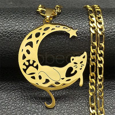 304 Stainless Steel Necklaces NJEW-Q338-07G-1