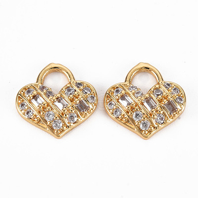 Rack Plating Brass Micro Pave Clear Cubic Zirconia Charms KK-T060-08-RS-1