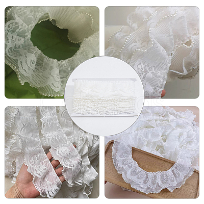 7 Yards Polyester & Chinlon Flower Ribbon OCOR-WH0070-83-1