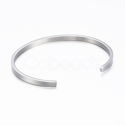 304 Stainless Steel Inspirational Cuff Bangles BJEW-K173-12P-1