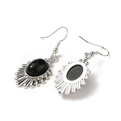 Natural Obsidian Teardrop Dangle Earrings EJEW-K246-01P-04-1