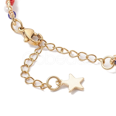 Star Brass Cuff Bangles with Glass Seed Beaded BJEW-MZ00053-1