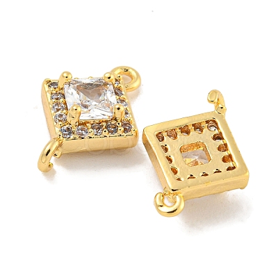 Brass Pave Clear Cubic Zirconia Connector Charms KK-P275-41G-1